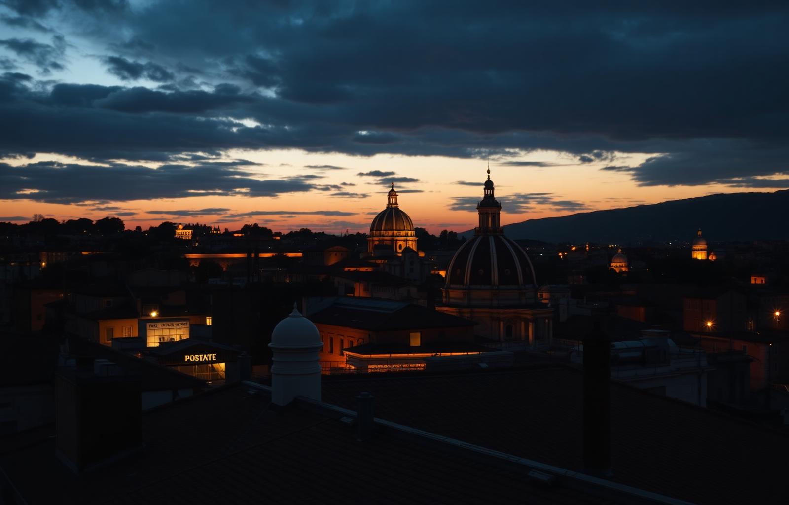 Rome rooftops at twilight